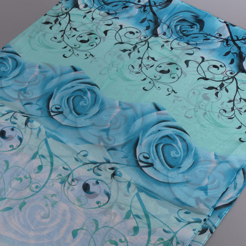 Daily, Shopping Occasion Chiffon Material Flower Pattern Women's Elegant Basic Lady Flower Chiffon Printing Silk Scarf