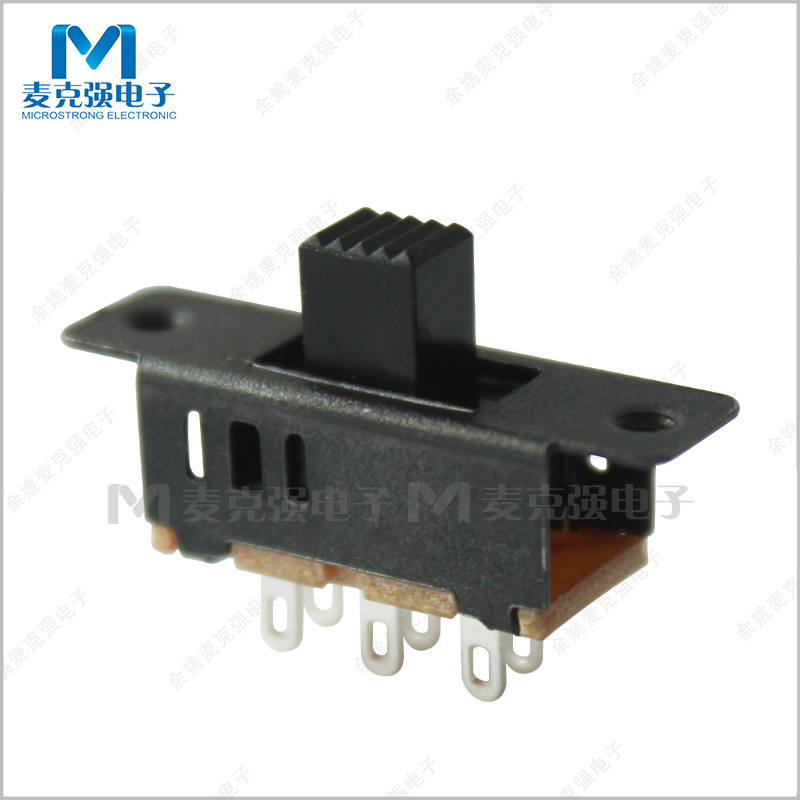 拨动开关SS23D25G5柄高5mm有耳孔脚3档6脚2P3T立式滑动开关带螺纹