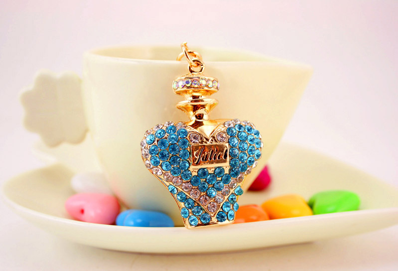 41g Weight Alloy, Metal Material Animal Pattern Unisex Gender Pink, Purple, Blue, Peach Color Crystal Diamond Perfume Bottle Women's Car Keychain 8