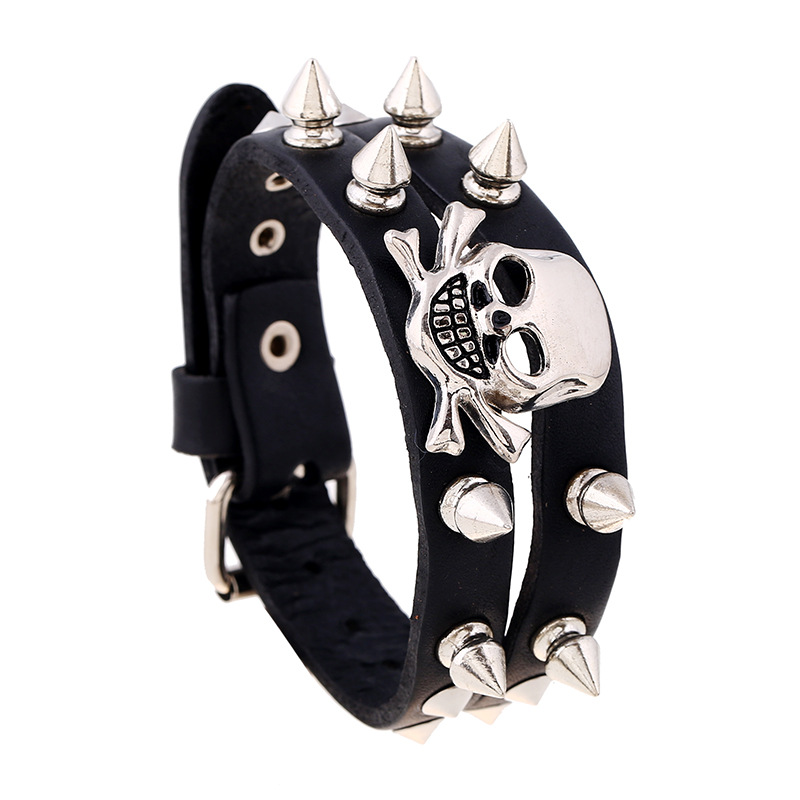 Jewelry punk vintage leather bracelet menu0027s bracelet wide leather skull leather bracelet
