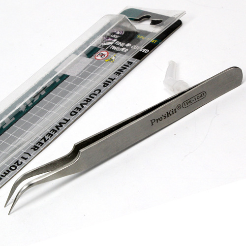 台湾宝工不锈钢防磁弯尖镊子1PK-104T无磁精密弯头尖嘴镊子120mm