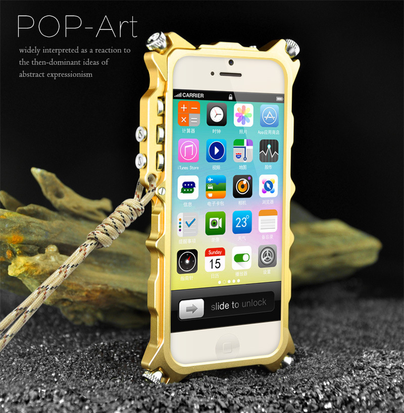 SIMON Mechanical Arm Skull Punk Premium Aluminum Metal Bumper Shockproof Case Cover for Apple iPhone SE/5S/5