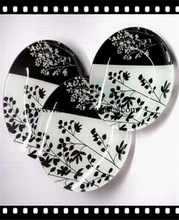 圆形烤花三件套钢化玻璃盘