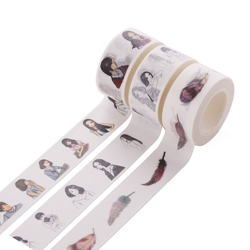 日式和纸胶带手撕无痕卡通人物DIY装饰贴纸文具纸质胶带批发
