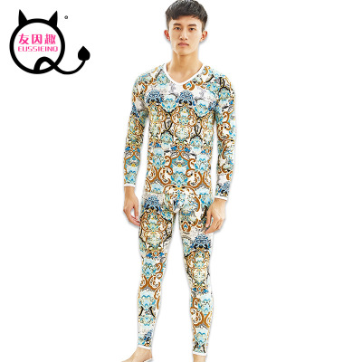 厂家直销 男士时尚性感活性印花炫酷秋冬薄款精梳纯棉保暖秋衣裤