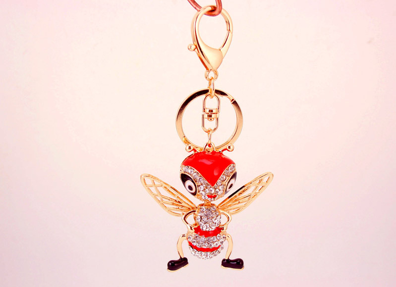 Korean Creative Dripping Craft Cute Bee Keychain Bag Insect Animal Metal Pendant Wholesale display picture 9