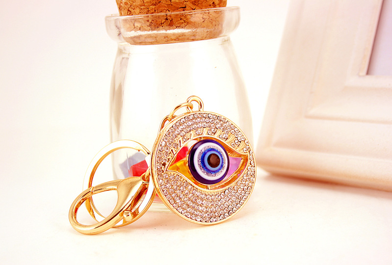 50g Weight Alloy, Metal Material Eye Pattern Unisex Gender Wholesale Metal Pendant Diamond-studded Devil’s Eye Keychain 3