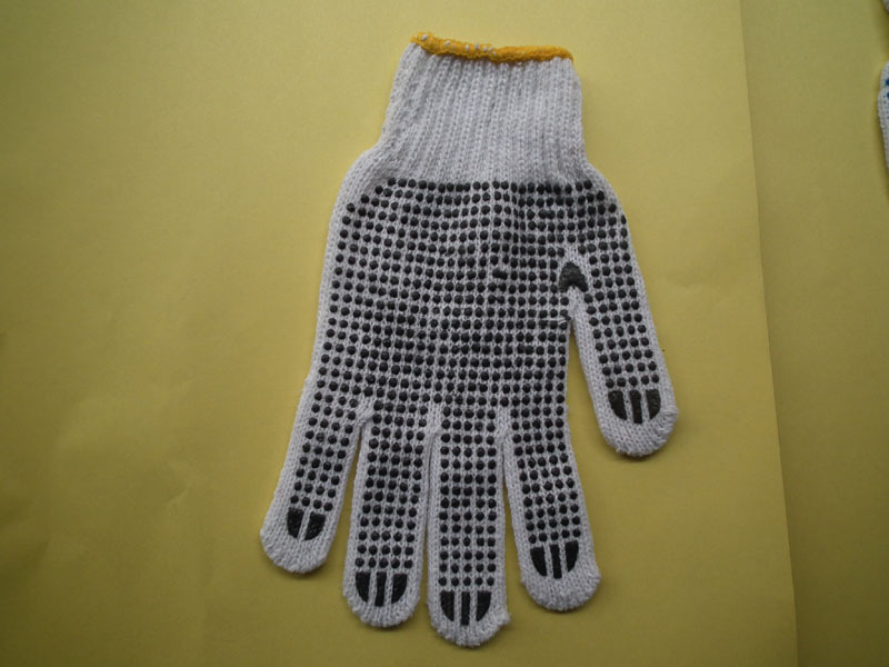 劳保作业手套点塑手套 7针漂白棉纱点胶700克 PVC点塑 可印刷LOGO