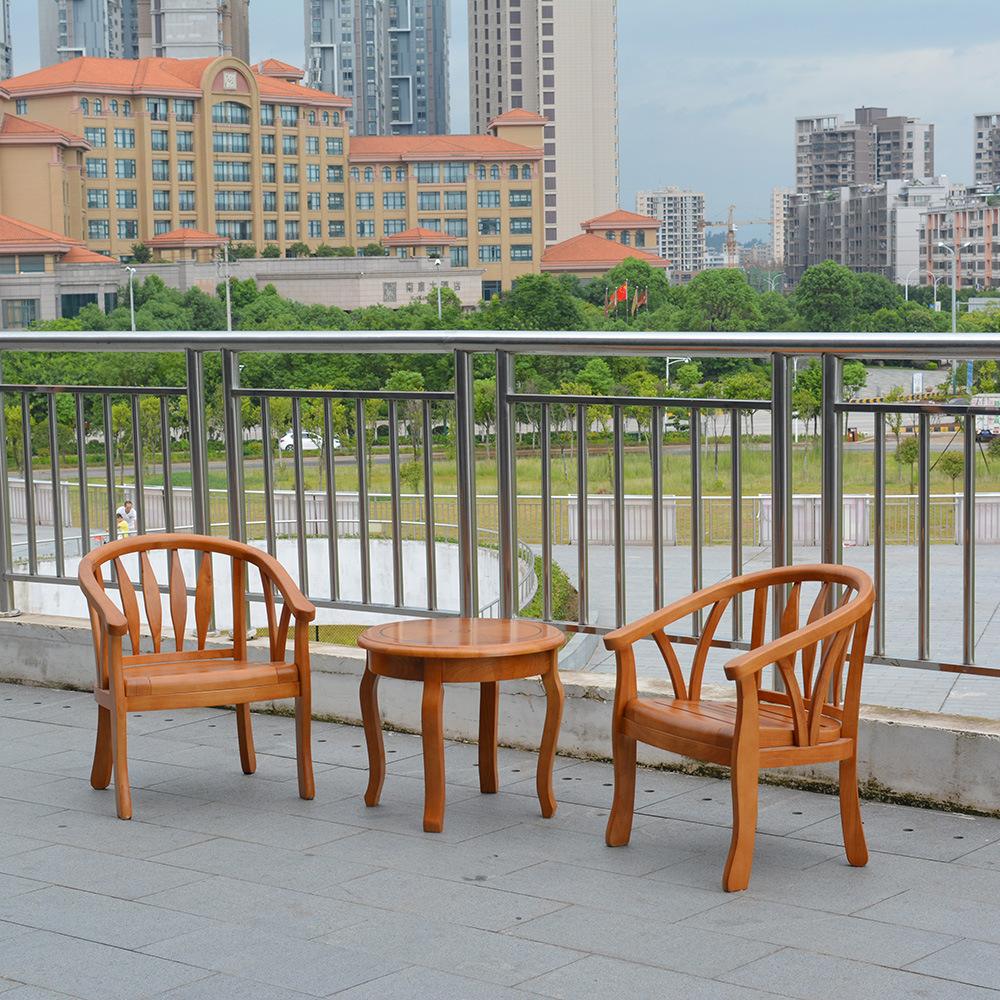 Balcony table and chair three -piece outdoor modern minimalist bedroom table chair coffee table solid wood combination hotel casual fence chair