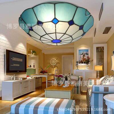 灯具批发蒂凡尼灯饰地中海吸顶灯 一件代发圆形客厅卧室led吸顶灯|ms