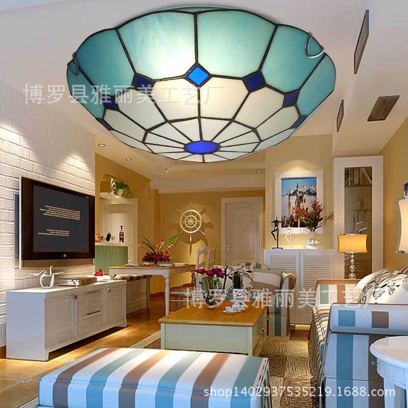 灯具批发蒂凡尼灯饰地中海吸顶灯 一件代发圆形客厅卧室led吸顶灯|ms