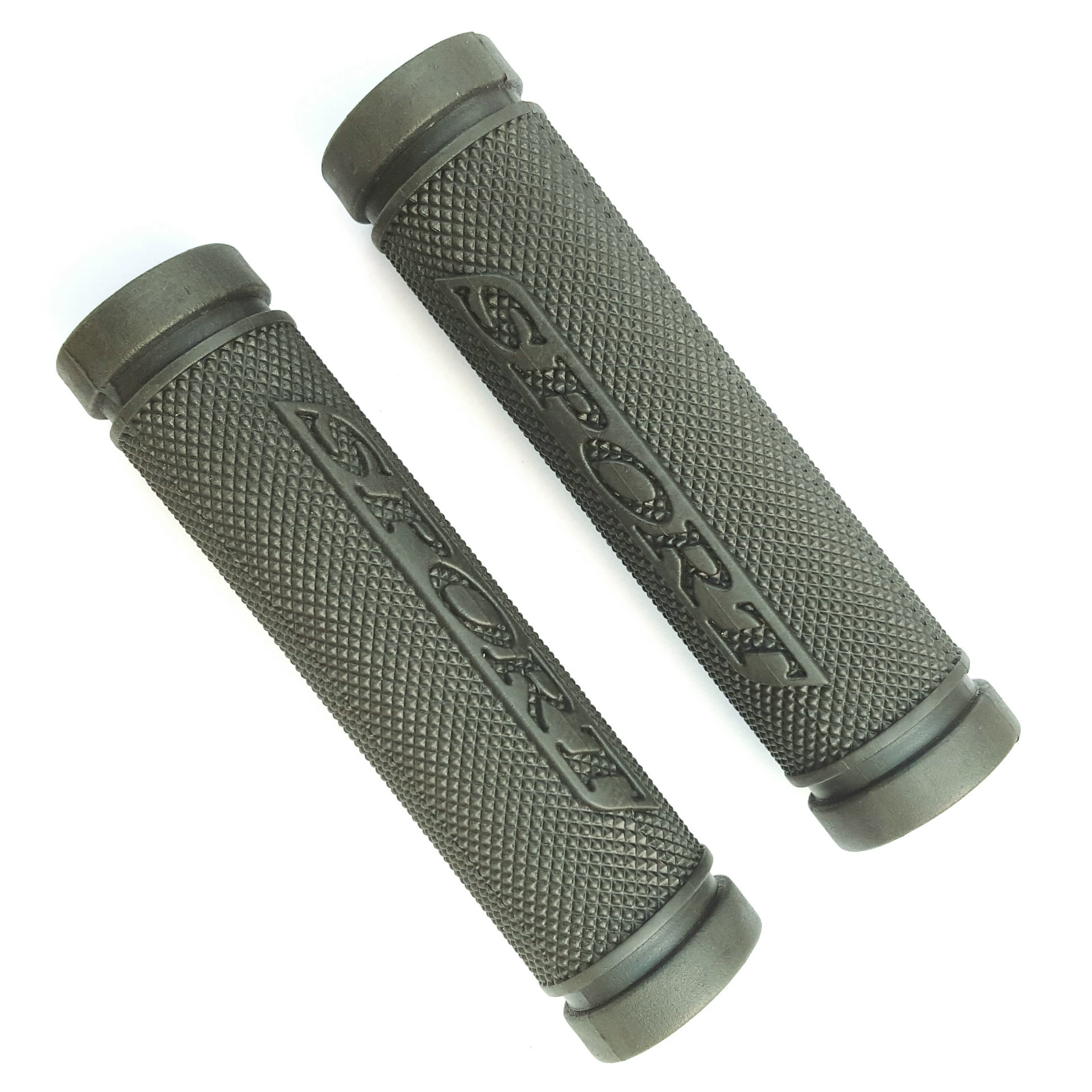 Bicycle Handlebar Grip, Soft Rubber 3D Pattern, 13 cm, Black, Pair