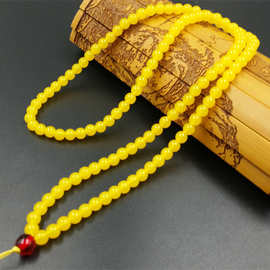 仿鸡油黄蜜蜡圆珠挂件绳6毫米圆珠项链绳珠链毛衣链