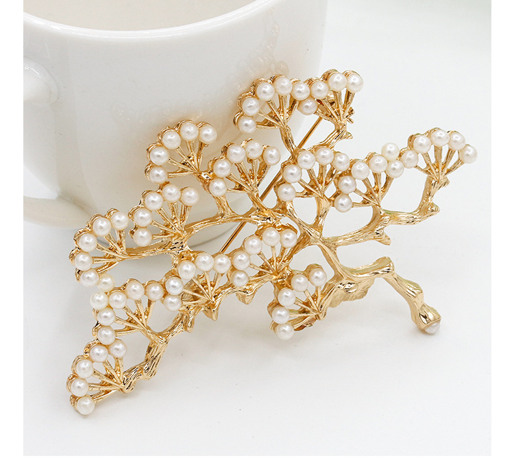 Vintage Pine Brooch Branches Pearl Boutonniere display picture 5