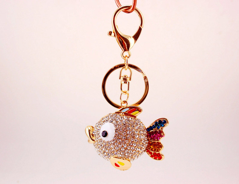 51g Weight Alloy, Metal Material Fish Pattern Unisex Gender Creative Diamond-studded Tropical Cartoon Fish Car Key Chain 4