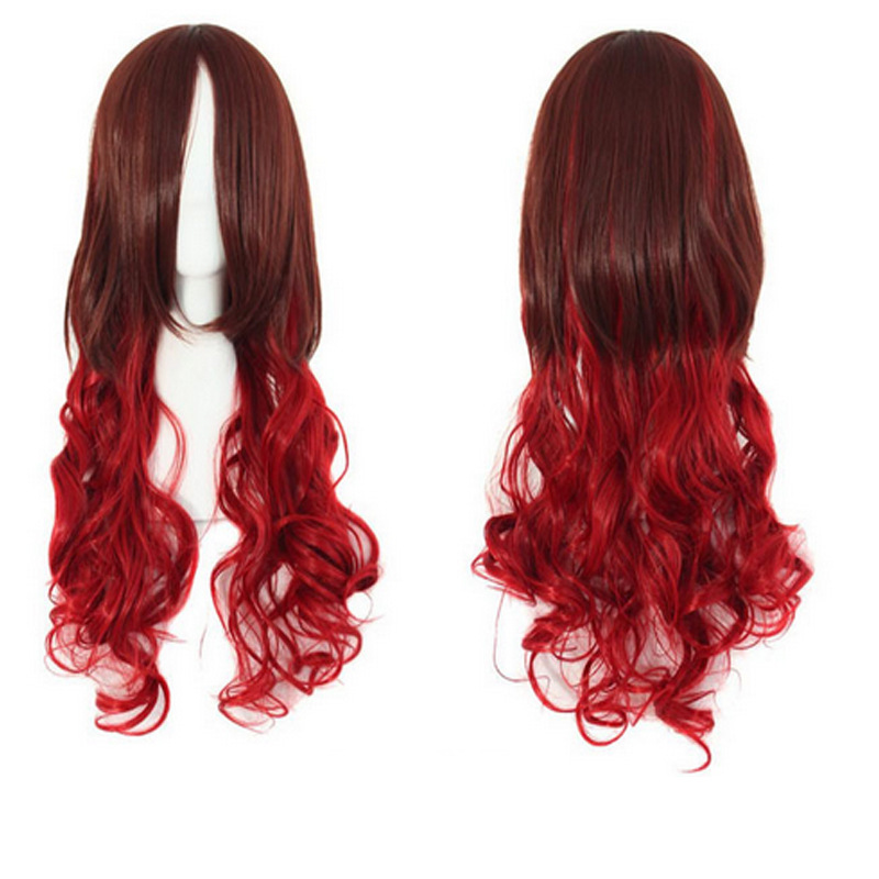 Peluca de pelo sintético Moda Anime Cosplay Fibra química Hermoso Largo Ondulado_voghion.com
