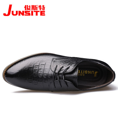 俊斯特春秋新款商务皮鞋男士尖头系带正装皮鞋真皮男鞋子厂家直销