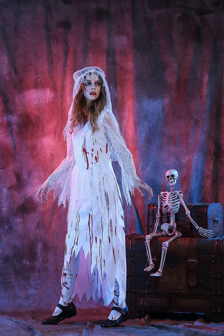 Disfraz de novia fantasma sangriento de cosplay de halloween nihaostyles disfraces de halloween al por mayor NSQHM81792
