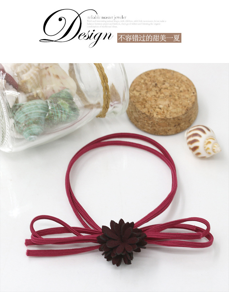 Handmade Bow Flower Hair Rope High Elastic Rubber Band Hair Ring Hair Accessories Headdress Wholesale display picture 8