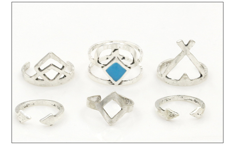 Retro Personality Geometric Square Arrow Ring Six-piece Ring Ring Cross Ring display picture 6