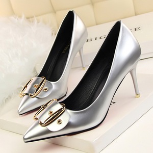 2024-1 the European and American fashion contracted wind high heel with shallow mouth pointed OL vocational high-heeled 