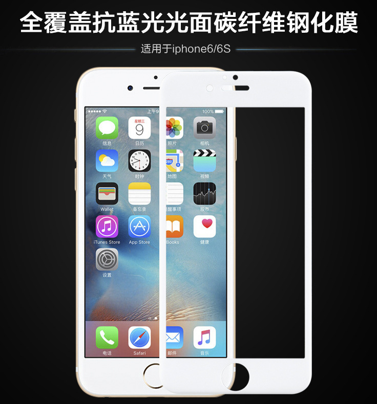 蘋果 iphone 6光麵碳纖維鋼化膜  (2)