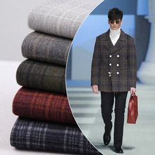 现货直供 羊毛顺毛呢格子面料 时装夹克外套布料 格子羊毛呢面料