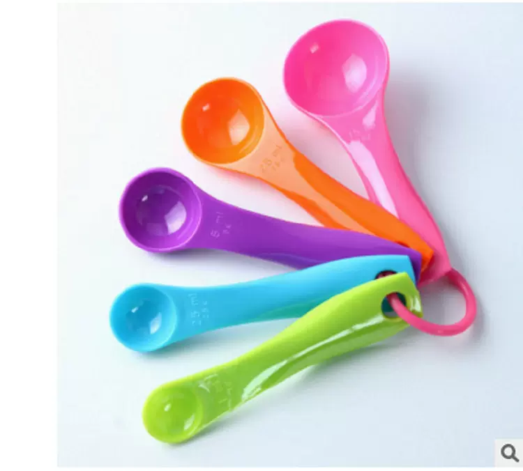 烘焙工具小号彩色塑料量勺5件套组合 面粉调料勺量匙套装