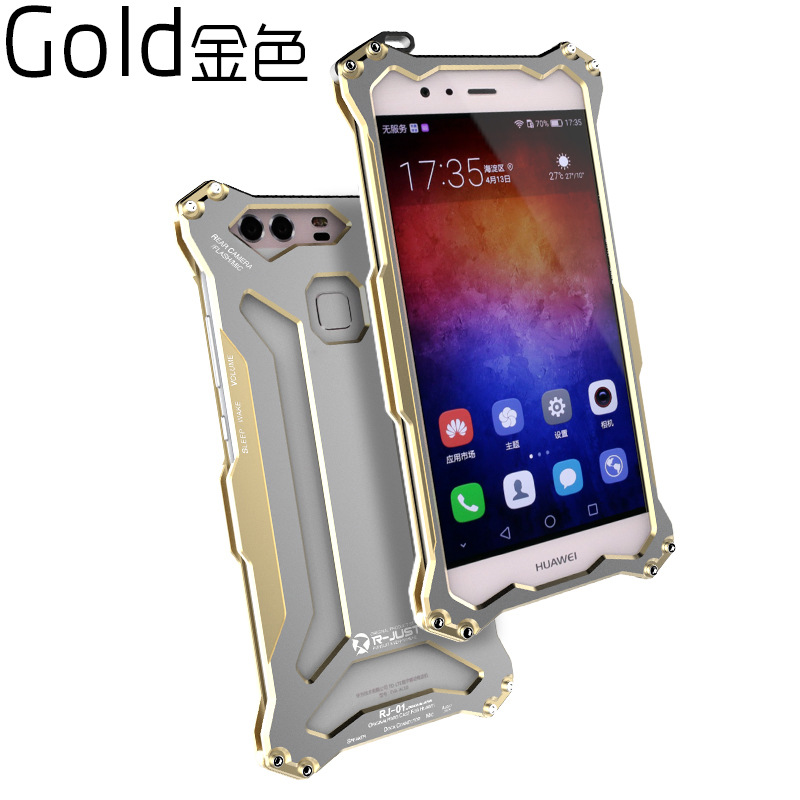 R-JUST GUNDAMAerospace Aluminum Contrast Color Shockproof Metal Shell Outdoor Protection Case for Huawei P9