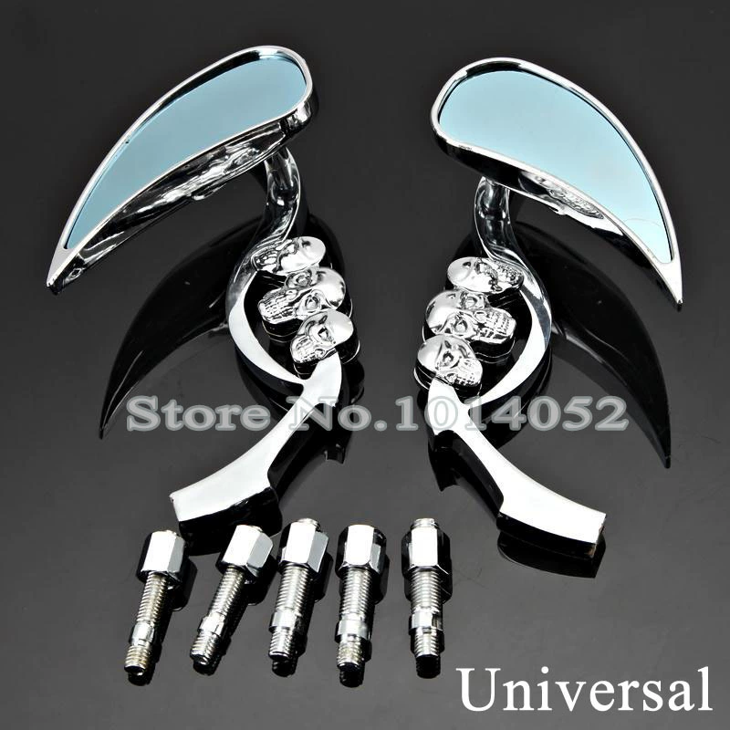 Мотоцикл электромобиль аксессуары для модификации зеркала заднего вида отражатель гальванический стержень черепа Пламя зеркало заднего вида