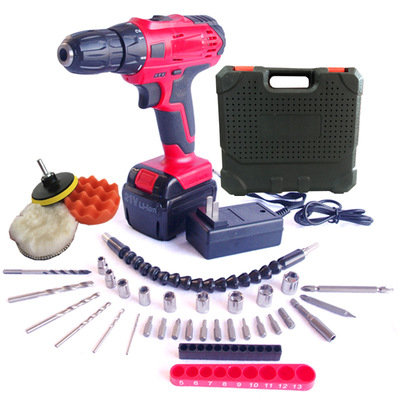 wholesale 12V multi-function Lithium Rechargeable 21V Hand Drill Electric screwdriver Screwdriver household Electric drill suit