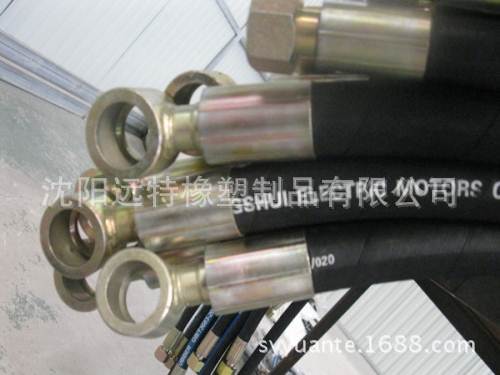 高压钢丝编织液压胶管总成，6mm耐油耐高温黑色布纹面橡胶软管