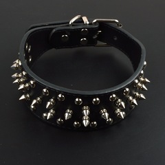 Large Dog Collar Punk Style Rivet Dog Bullet Head Medium Dog Personality Dominant Terrier Leather Collar Pet Supplies