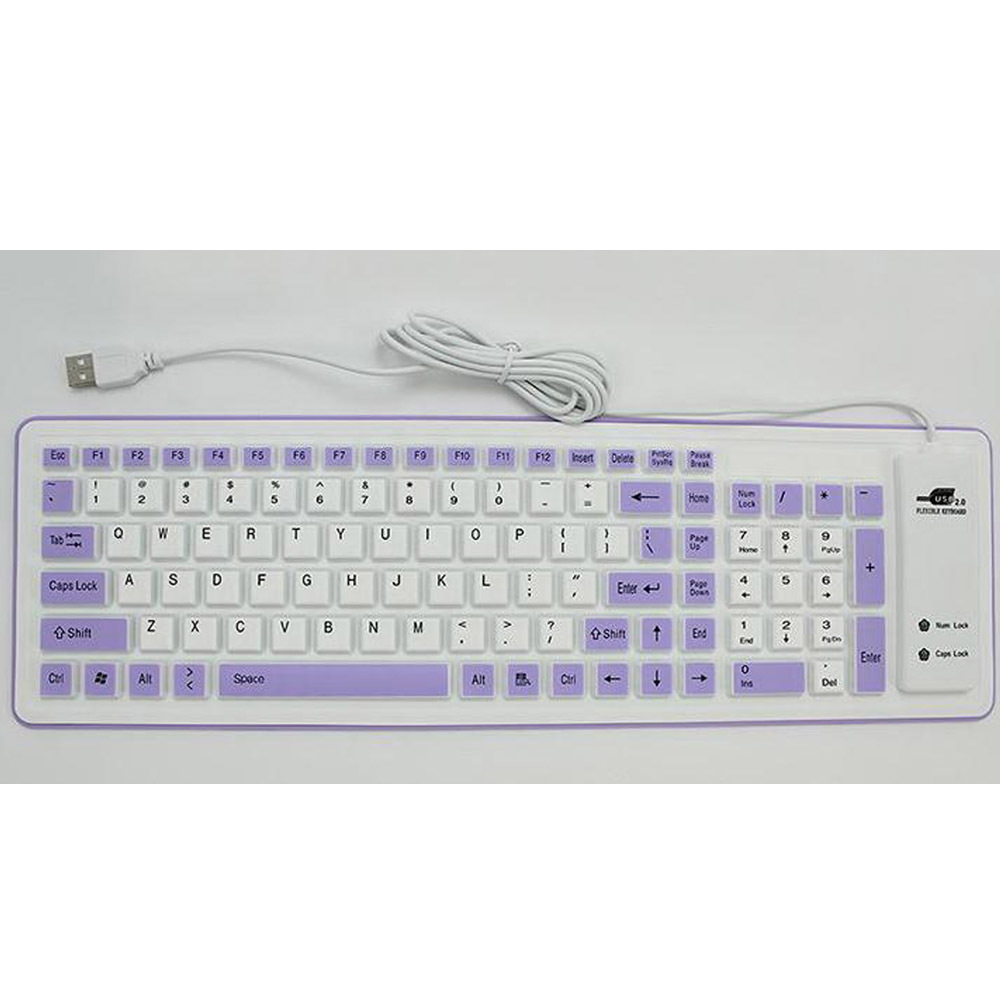 Silicona suave teclado plegable impermeable a prueba de polvo 103 teclas USB con cable portátil escritorio universal Silicona