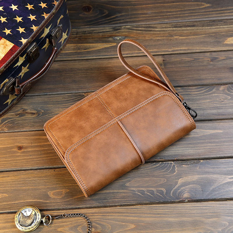 Casual, Daily, Shopping Occasion Men's Solid Color Pu Leather Magnetic Buckle Long Wallets