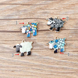 韩国diy饰品 滴油印刷图案合金挂件手链发饰配件小绵羊 小羊