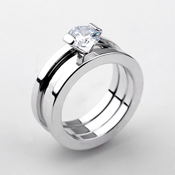 Nueva moda anillo de acero inoxidable anillo doble anillo de acero de titanio desmontable joyera al por mayorpicture5