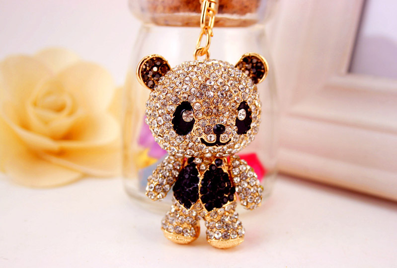 Porte-clés Panda Rouge Serti De Diamants display picture 4