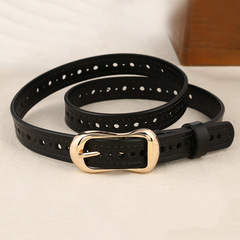 New Women's Genuine Leather Pin Buckle Belt Double Layer Calfskin Belt Casual Matchable Hollow Belt Manufacturer Wholesale