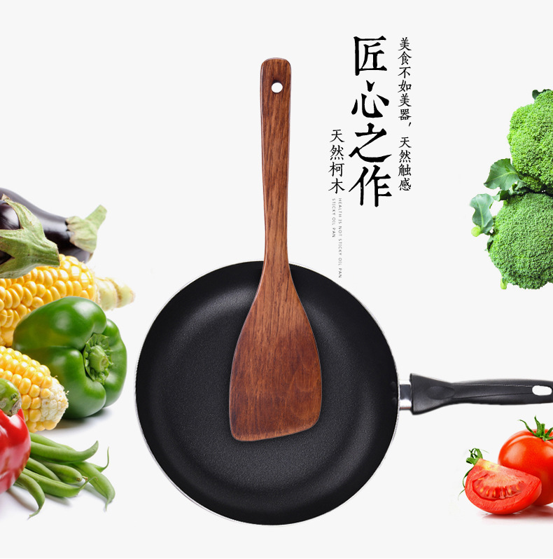 natural Long handle Oblique Spatula solid wood Cooking Shovel Kitchen spatula 32*7.5cm