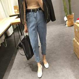 一件代发2020春季新款女装宽松牛仔高腰小脚裤韩版外贸锥形裤