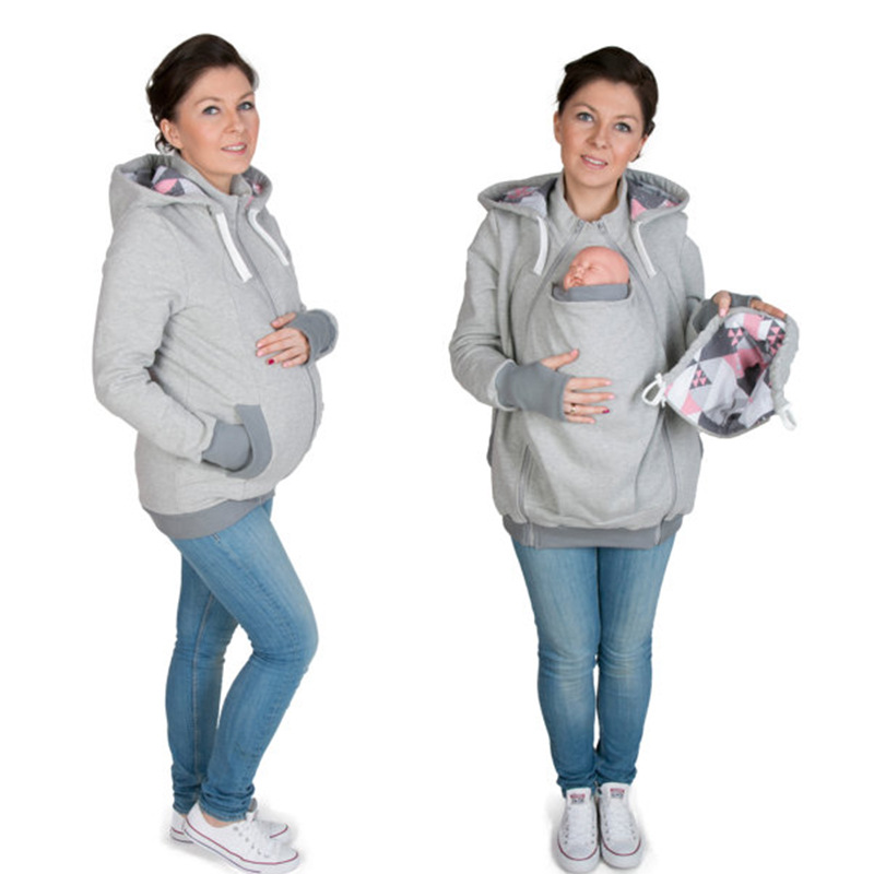 wish速卖通亚马逊爆款二合一婴儿帽衫的几何图案冬季孕妇袋鼠卫衣