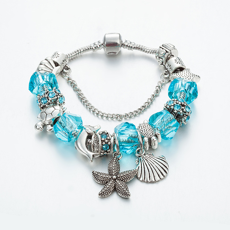 Ocean Series Hand decorated Starfish Dolphin Large Hole Beads DIY Shell Pendant Bracelet_voghion.com