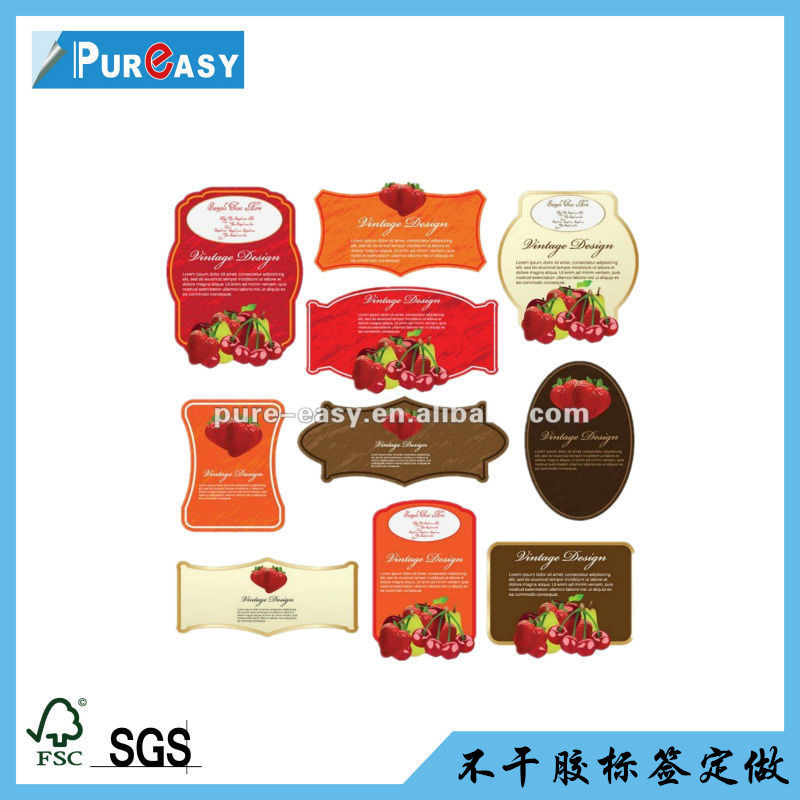 乙烯不干胶彩色印刷标签、透明防水彩色印刷贴纸、不干胶标签