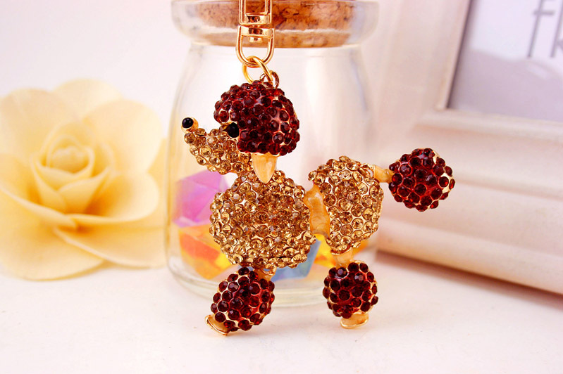43g Weight Alloy, Metal Material Animal Pattern Unisex Gender Coffee, Pink, Purple, Blue Color Poodle Dog Car Keychain 14