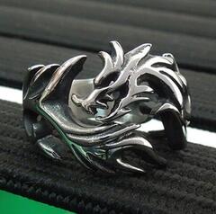 2021 Men's Ring Bold Personality Dragon Ring Retro Anti-Tarnish Silver Ring Trendy Fashion Accessory Open Ring