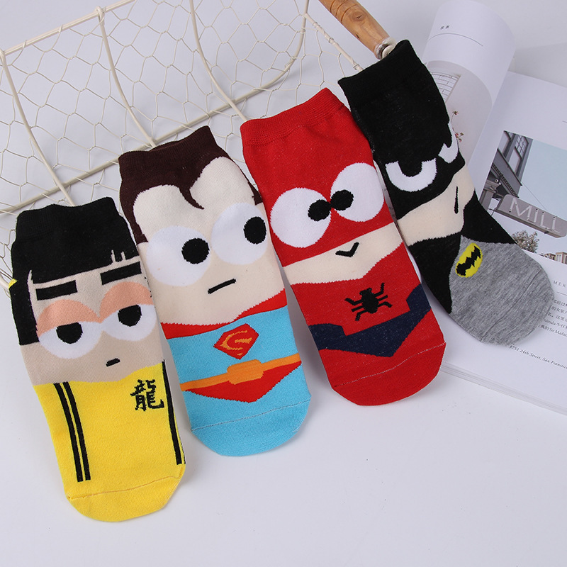 Spring and Summer straight cartoon cotton men's socks teenagers cotton low-cut men's socks cotton socks factory direct sales