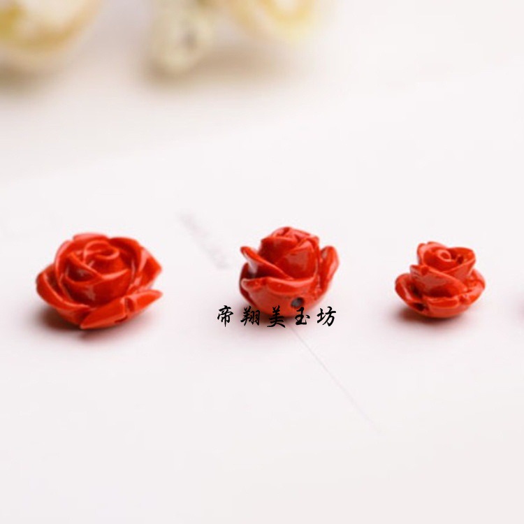 批发采购玉器工艺品-台湾朱砂散珠 玫瑰花隔珠