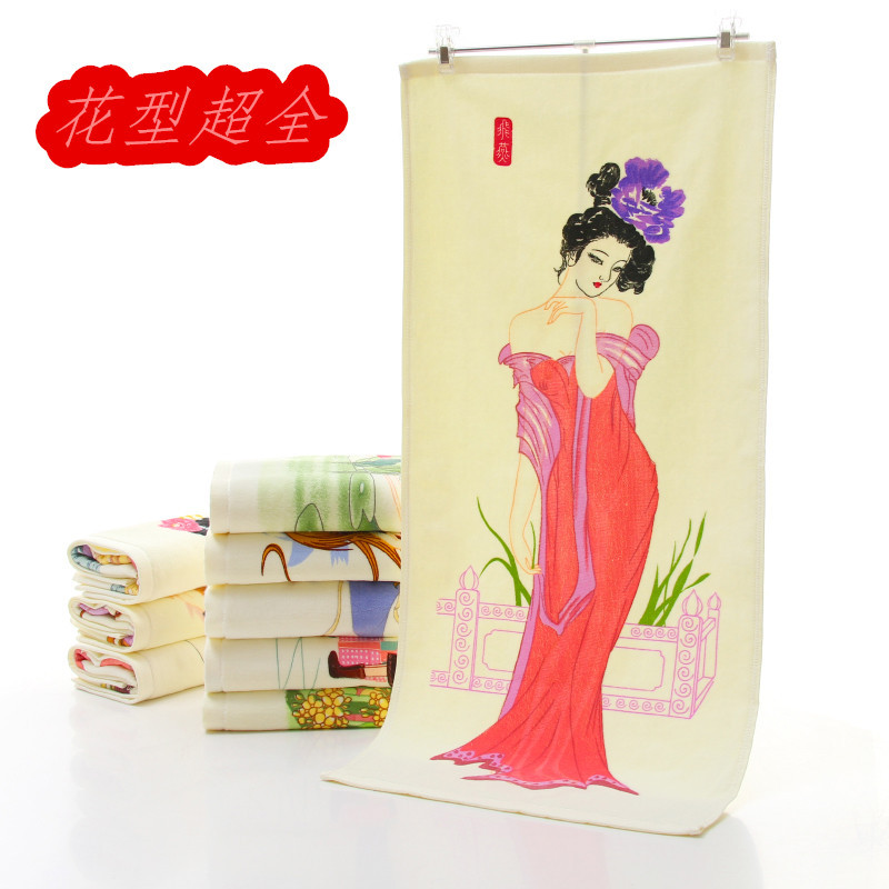 厂家直销美女印花变色毛巾 柔软纯棉创意礼品毛巾批发跨境|ms