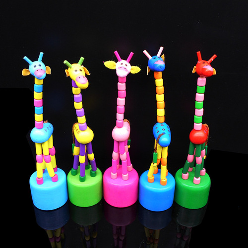 Dancing giraffe/children's cartoon toys/wooden crafts/nostalgic joint puppets